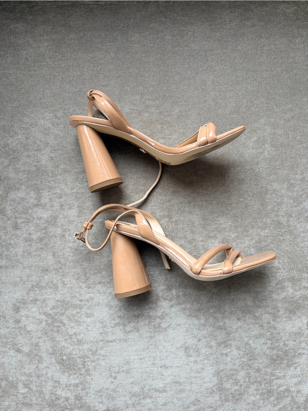 Sam Edelman Nude Patent Slingback Block Heel Sandals - Women